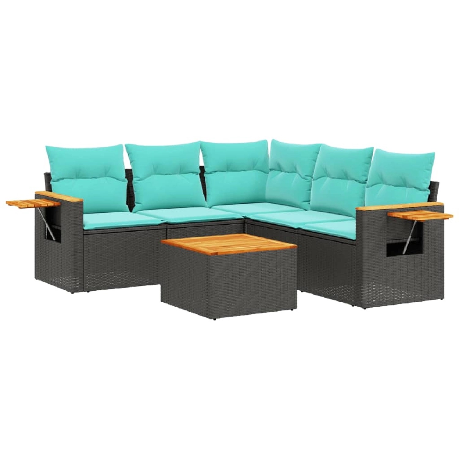vidaXL 6-Tlg Garten-Sofagarnitur mit Kissen Schwarz Poly Rattan 3226806 günstig online kaufen