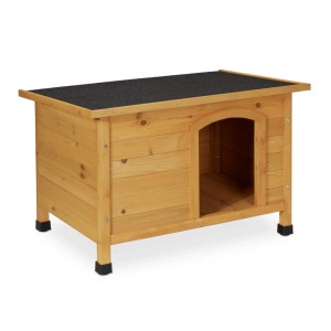 Relaxdays Hundehütte Holz Natur Schwarz Aufklappbar Wetterfest 58 cm x 86 cm x 58 cm 11,27 kg