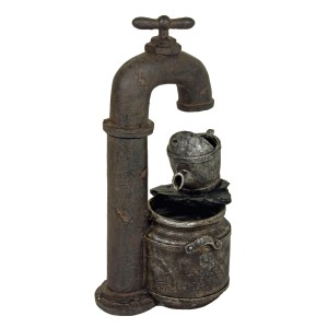 Braungrauer DELUKE Brunnen MARCEL aus Kunststoff, 74,5x28x41cm, Gartendeko.