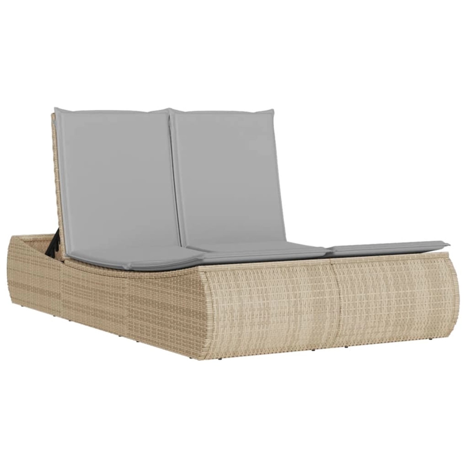Thumbnail - VidaXL Doppel-Sonnenliege mit Auflagen Beige Poly Rattan 110 x 200 x 75 cm