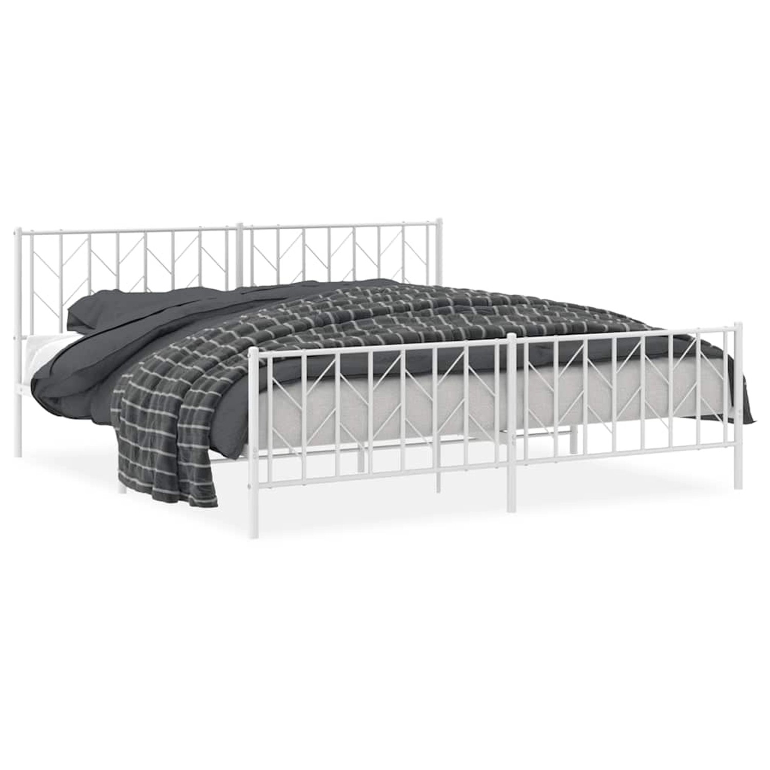 vidaXL Bettgestell mit Kopf- und Fußteil Metall Weiß 193x203 cm 374510 günstig online kaufen