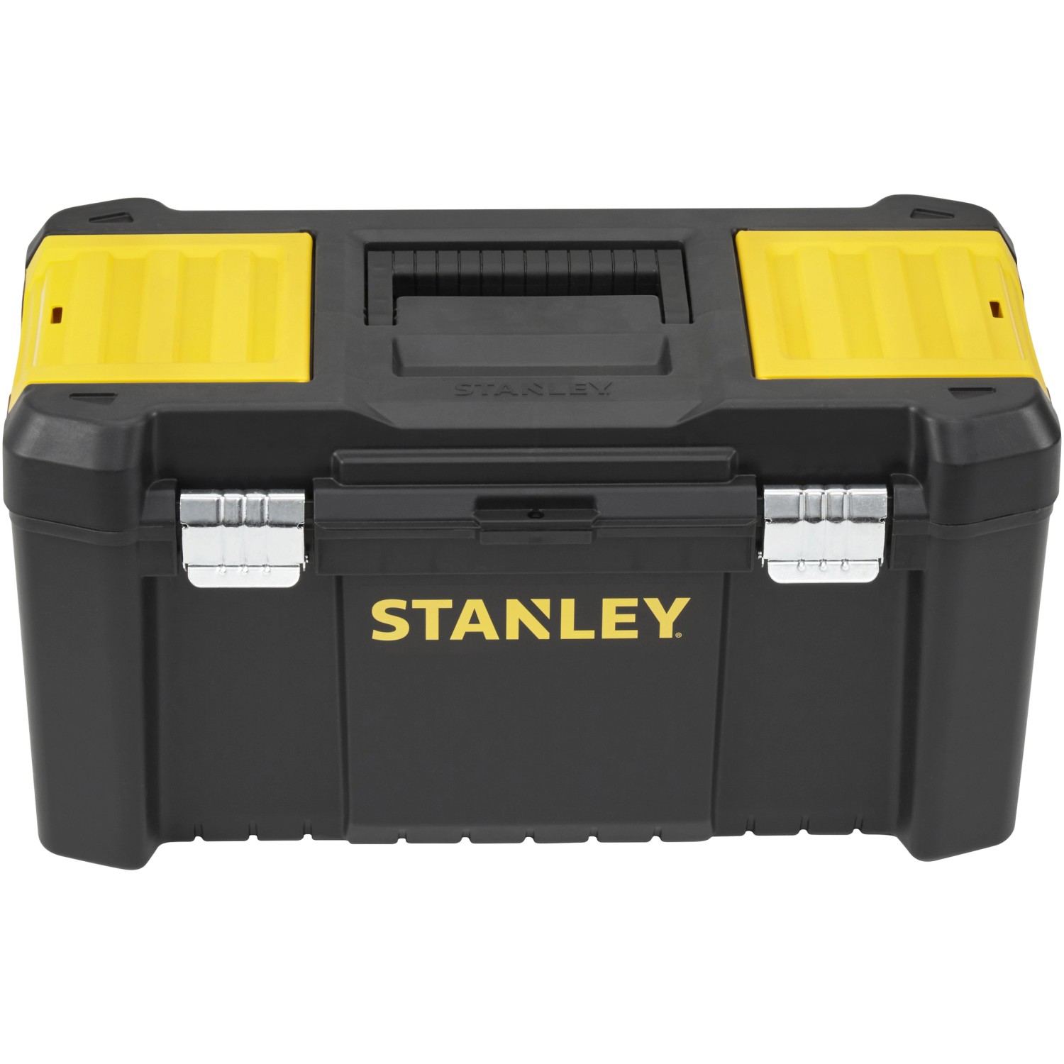 Stanley Werkzeugkoffer Essential 19 Zoll, Kunststoffbox mit Metallschließen, schwarz/gelb.