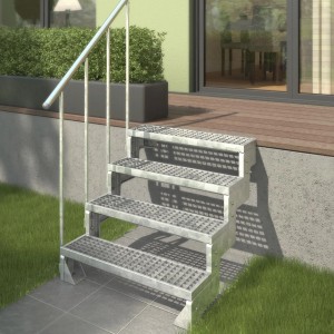 Dolle Außentreppe Gardentop 4 Gitterroststufen 100 cm inkl. Geländer