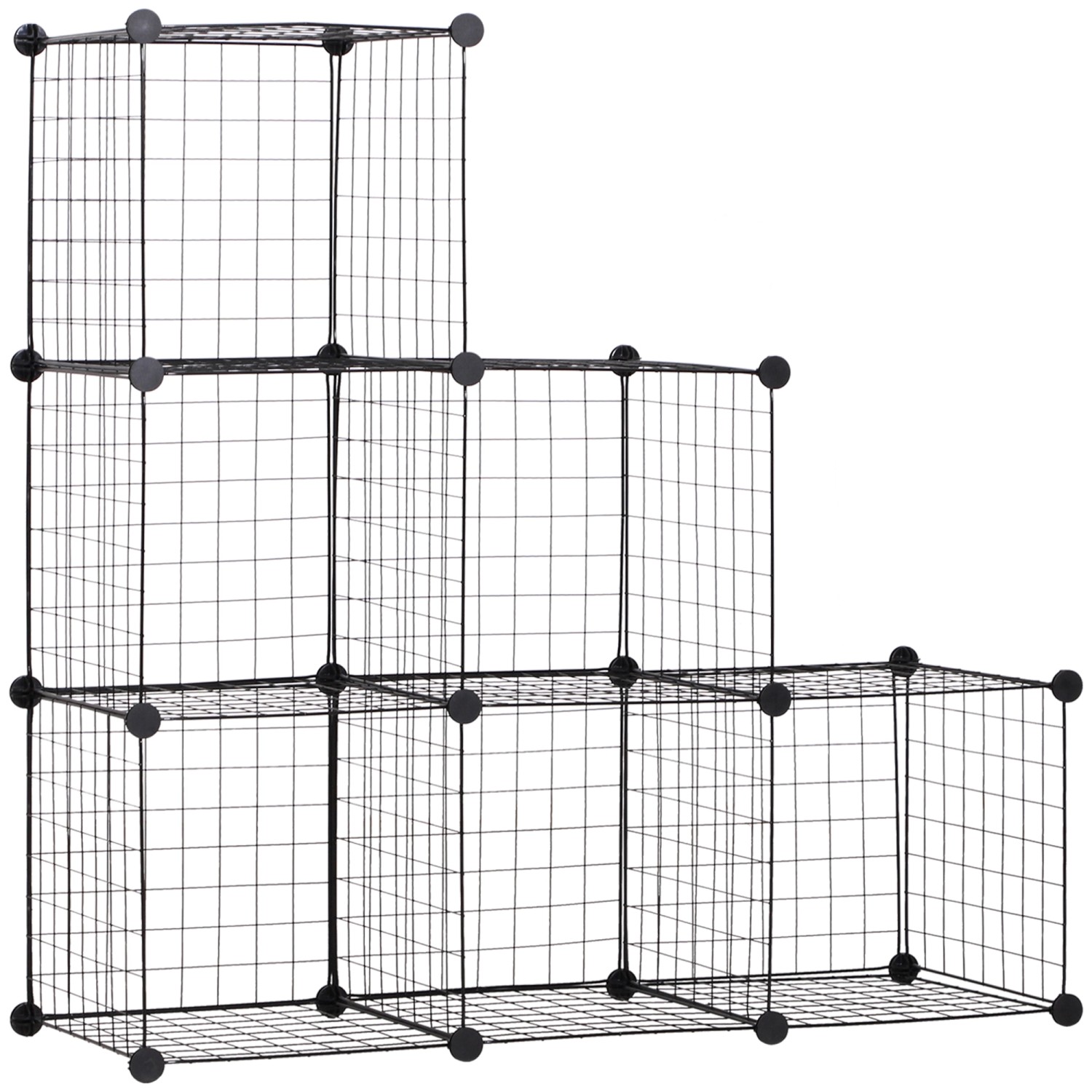 HOMCOM Würfelregal  mit 6 Fächern Metall Schwarz 109L x 37B x 109H cm