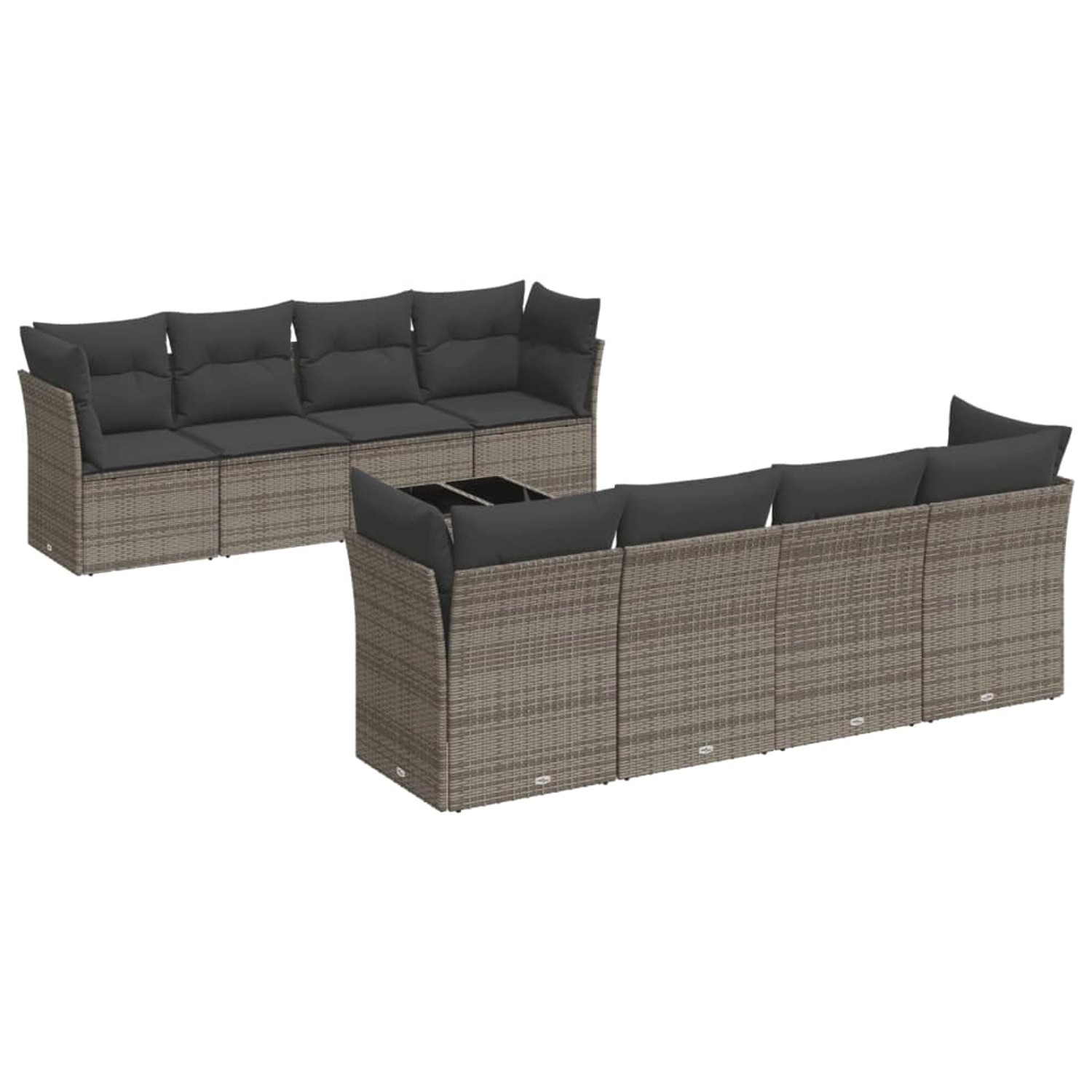 vidaXL 9-Tlg Garten-Sofagarnitur mit Kissen Grau Poly Rattan 3217310 günstig online kaufen