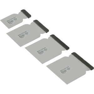 LUX-TOOLS Spachtelset, 4 Edelstahl Spachtel mit schwarzen Griffen in verschiedenen Größen.
