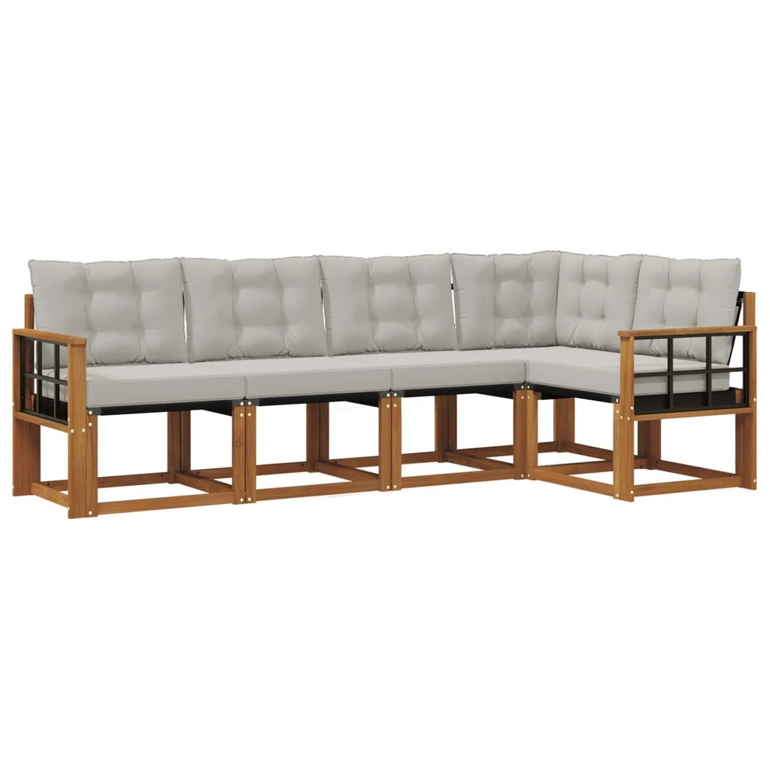 vidaXL Outdoor-Sofagarnitur mit Kissen 5-Tlg Natur und Hellgrau 3368670