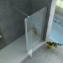 Belvit Duschwand 200x60cm aus 8mm Sicherheitsglas mit Nano-Beschichtung und Aluminiumprofil für moderne Duschen.