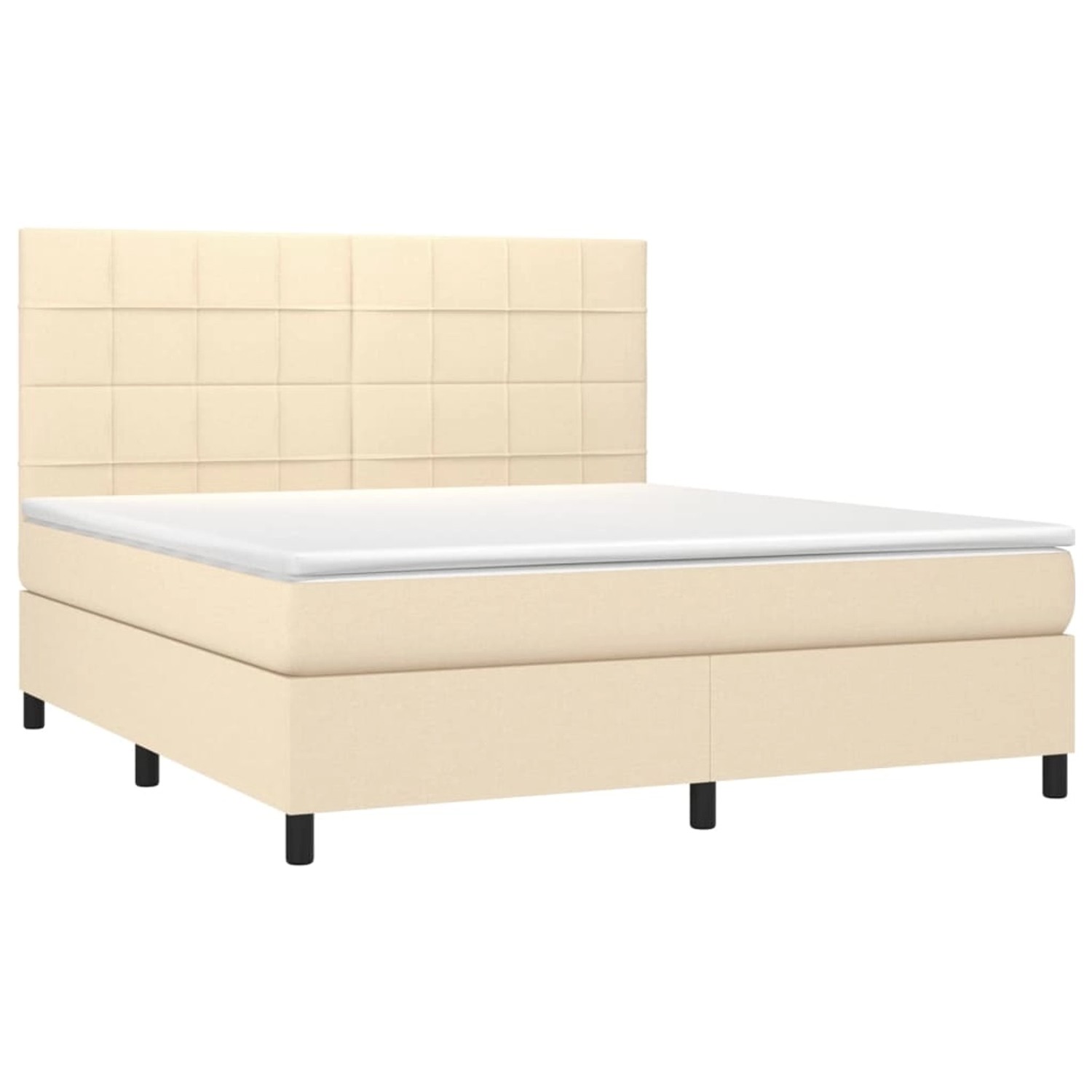 vidaXL Boxspringbett mit Matratze & LED Creme 180x200 cm Stoff 3134898 günstig online kaufen