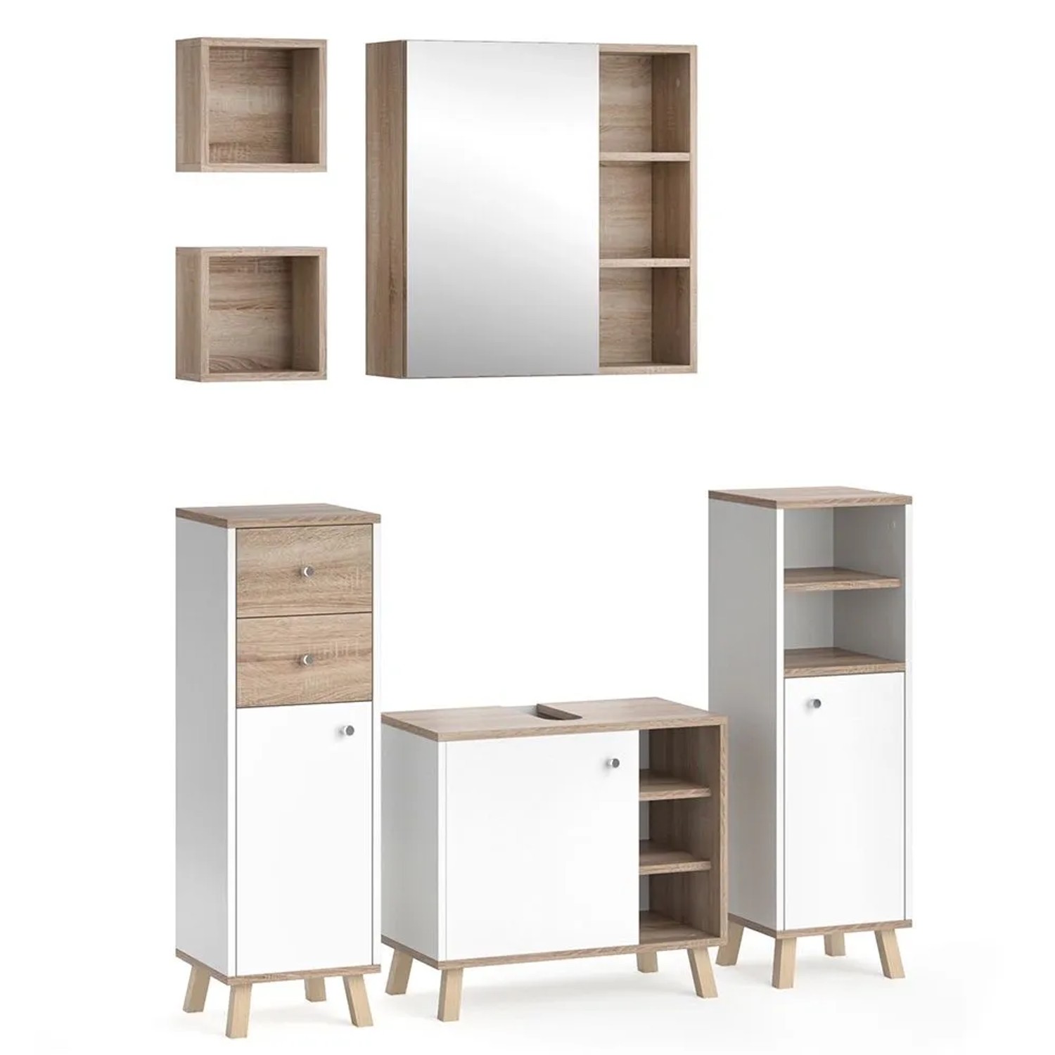 Vicco Badmöbel-Set Senyo Weiß 60 x 54 6-teilig
