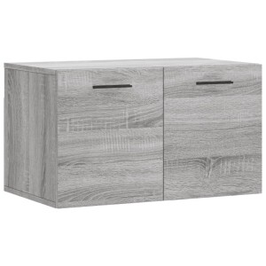 vidaXL Wandschrank, Grau Sonoma, 60x36,5x35 cm, Büroschrank mit zwei Türen und schwarzen Griffen.