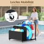 Costway Pool Aufbewahrungskorb mit Rollen Pe Rattan Schwarz_6