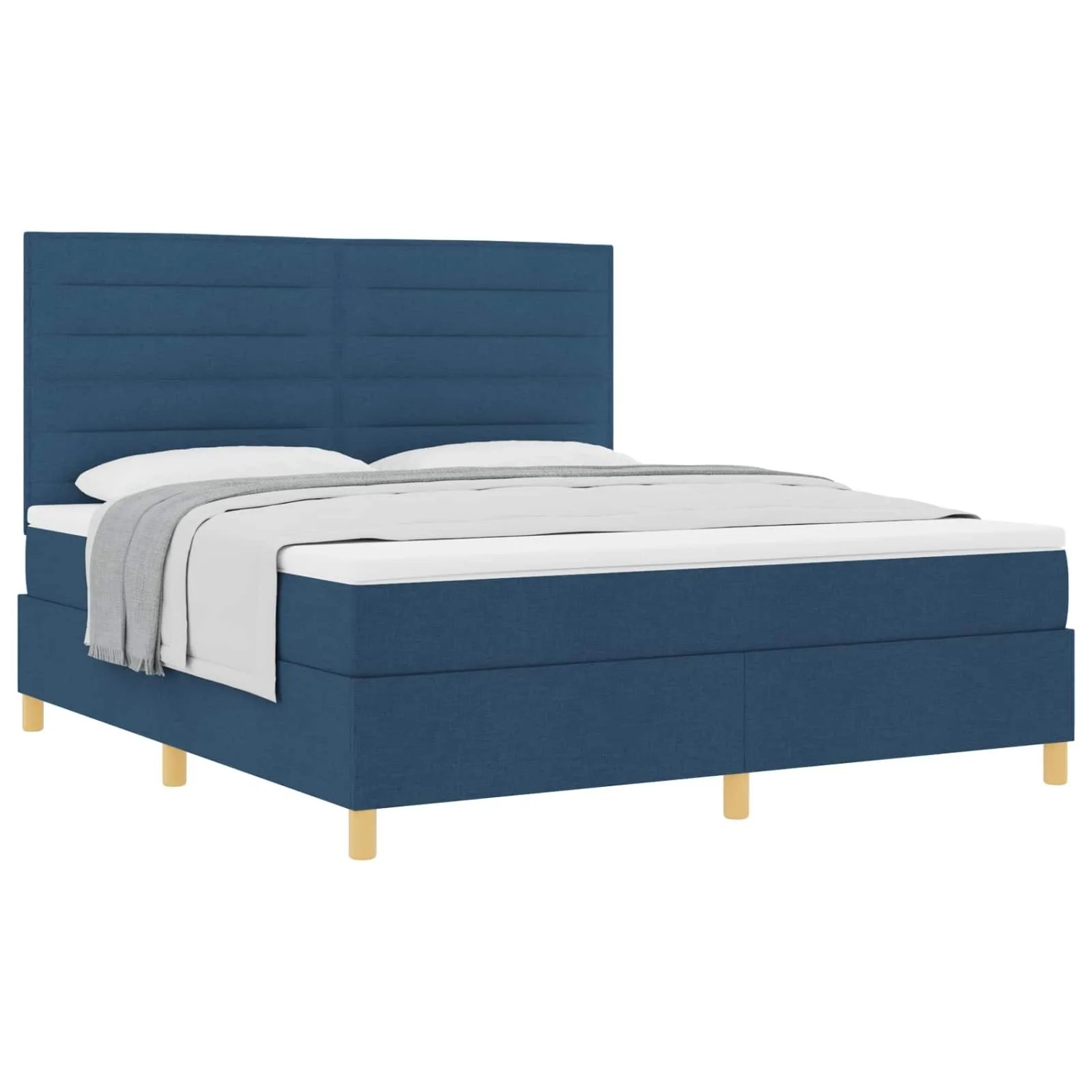 vidaXL Boxspringbett mit Matratze mit Kopfteil Blau 180 x 200 cm Stoff 3339566