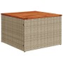 vidaXL Gartenmöbel: Beiger Tisch aus Polyrattan mit Akazienholzplatte, Teil der Sofagarnitur.