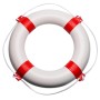 Seilflechter Rettungsring, 600 mm, weiß-blau, mit roter Markierung und Leine.