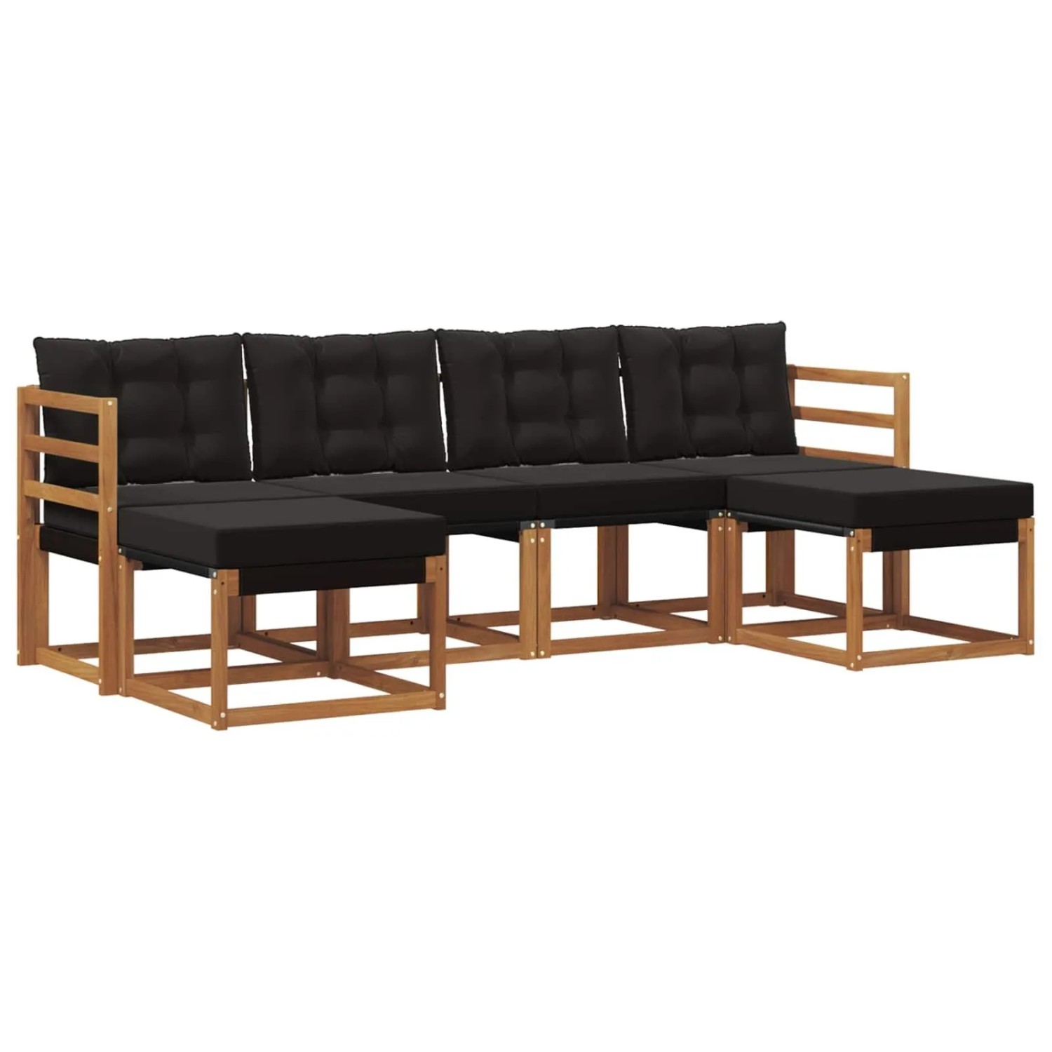 vidaXL Outdoor-Sofagarnitur mit Kissen 6-Tlg Natur und Schwarz 3368919