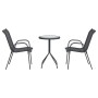 Graues 3-teiliges vidaXL Garten Bistro Set aus Stahl mit Tisch und zwei Stühlen.