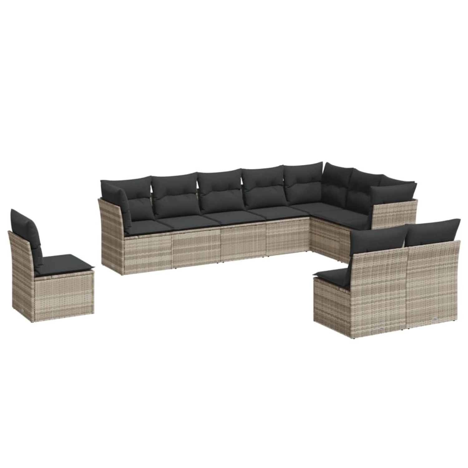 vidaXL 10-Tlg Garten-Sofagarnitur mit Kissen Hellgrau Poly Rattan 3217802 günstig online kaufen