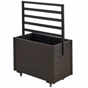 Schwarzer Pflanzkasten mit Spalier und Rollen. Robuster Blumenkasten für Kletterpflanzen auf Terrasse & Balkon.
