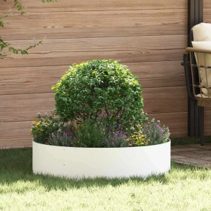 Set aus 5 weißen Pflanzenringen, 80x80x20 cm, aus kaltgewalztem Stahl für den Garten.