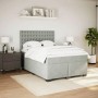 Hellgraues vidaXL Boxspringbett 140x200 cm mit Samtbezug, Matratze und Kopfteil.