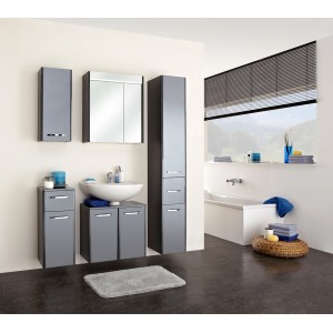 Pelipal Velo Waschbeckenunterschrank in Anthrazit, 60 cm, mit passenden Badmöbeln im Badezimmer.