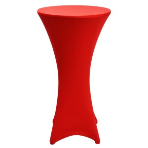 Rote Stretch Stehtischhusse für Bistrotische ø70-75cm. Elastischer Bezug für festliche Anlässe und Events.