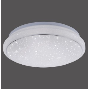 Weiße LED Deckenleuchte Lolasmart-Jupi mit Sternenhimmel-Optik, App-steuerbar, Durchmesser 35 cm.