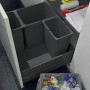 Ninka Eins2vier Abfallsammler 17L dunkelgrau im Küchenschrank. Kunststoff-Mülleimer für Abfalltrennung mit Bügelgriffen.