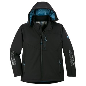Schwarze Scheibler Thermo-Softshelljacke Expansible Gr. M für Arbeitskleidung mit Kapuze und Reflektoren.