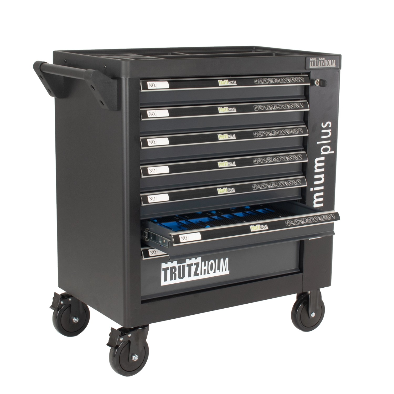 TRUTZHOLM Werkzeugwagen Premium XXL 7 Schubladen Gefüllt mit Werkzeug Abschließbar Anthrazit