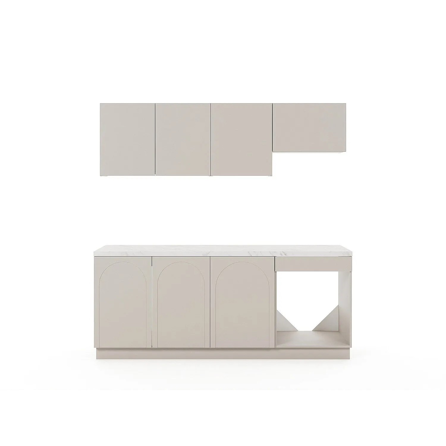 Vente-unique Küchenzeile Nalyra Beige  Weiß 200 cm