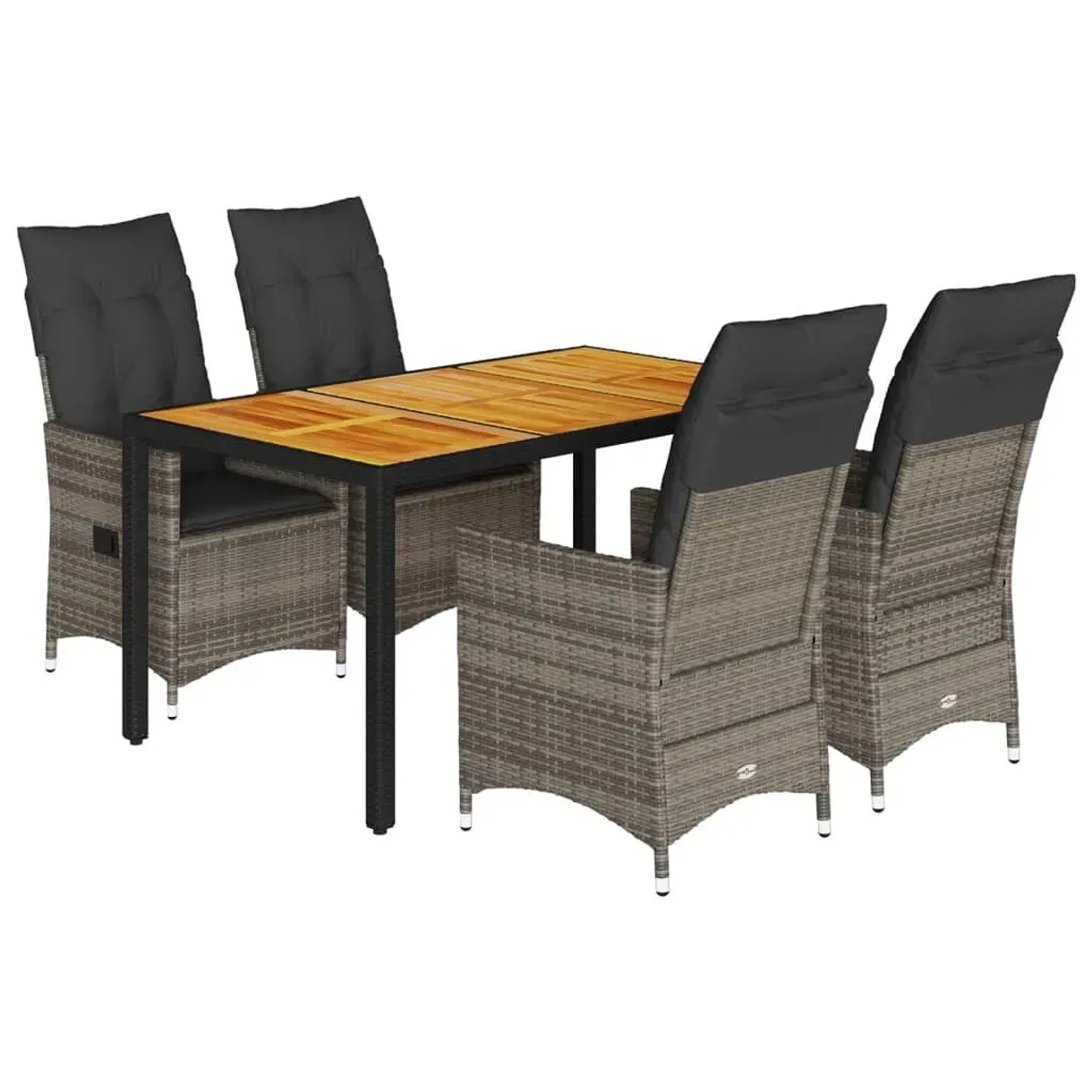vidaXL 5-Tlg Garten-Essgruppe mit Kissen Grau Poly Rattan 3276726