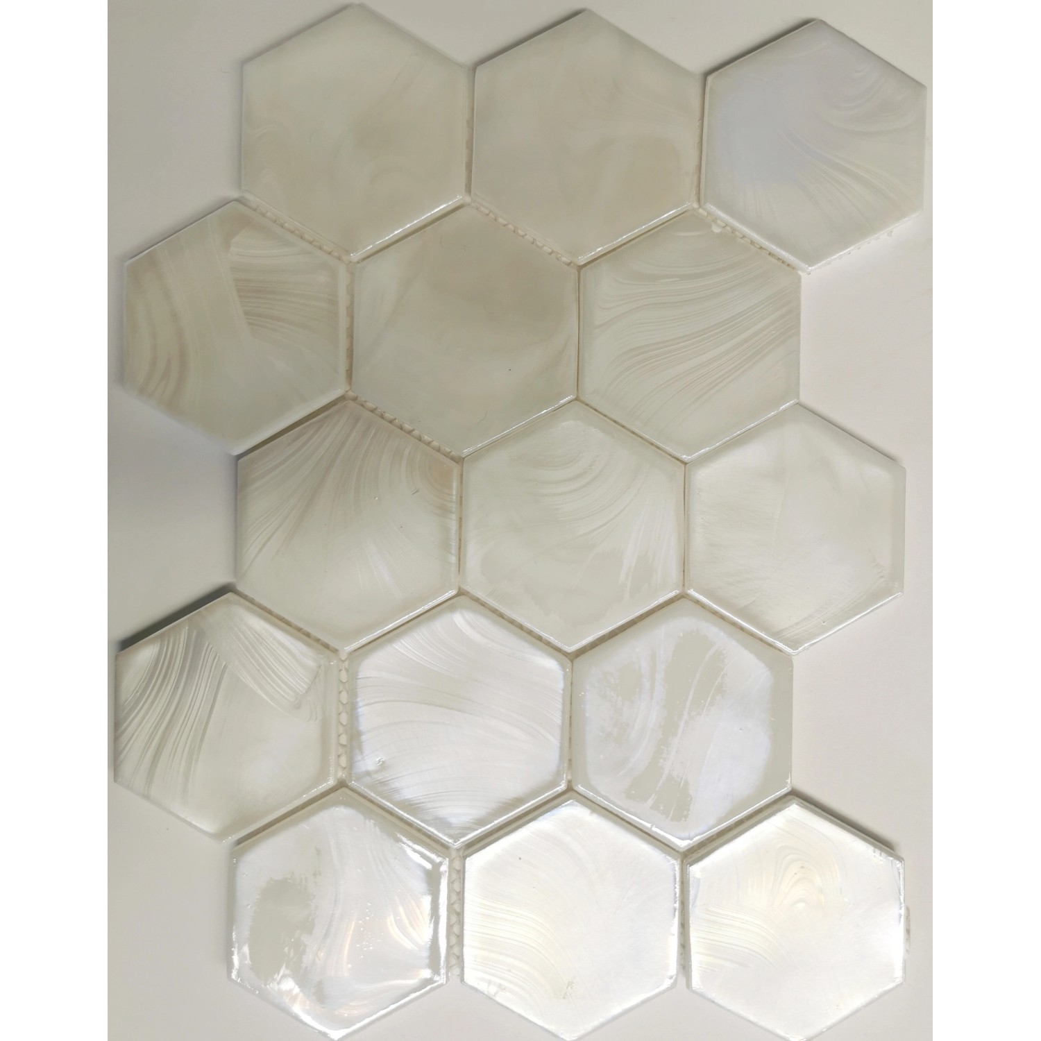Mosaikmatte Cadiz Hexagon Keramik Weiß 26 cm x 29,9 cm
