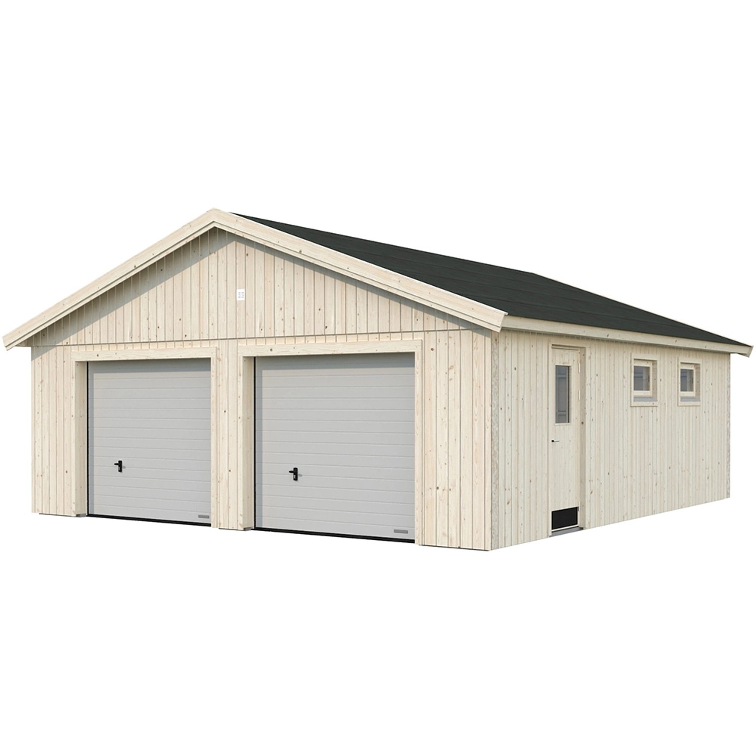 Palmako Garage Andre 44,7 m² mit Sektionaltoren Unbehandelt 665 x 739 cm Nordic+