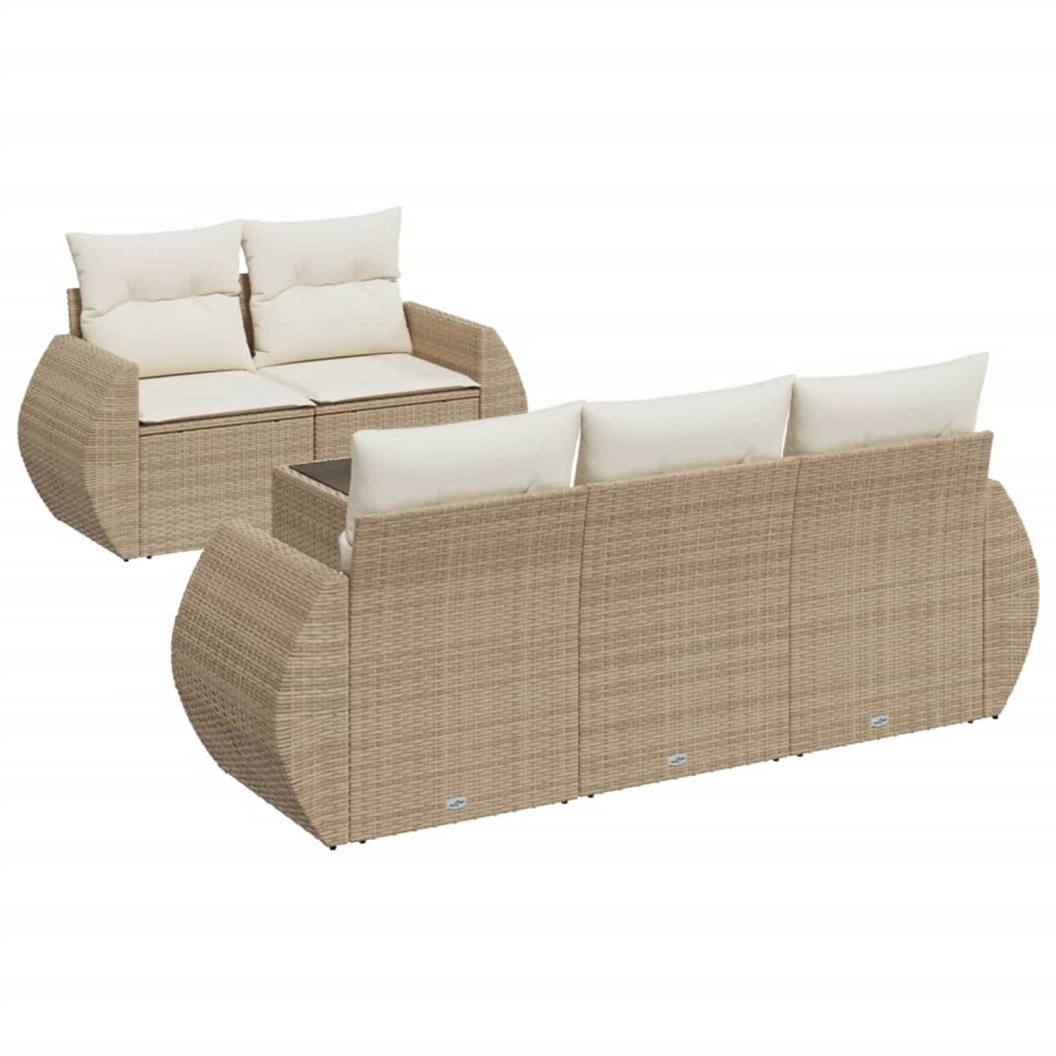 vidaXL 6-Tlg Garten-Sofagarnitur mit Kissen Beige Poly Rattan 3221097 günstig online kaufen
