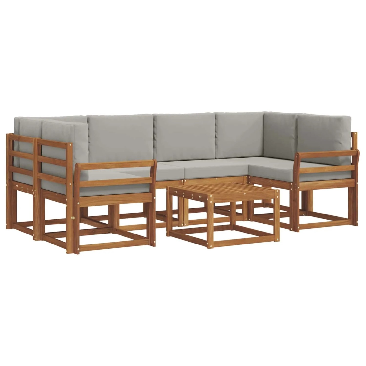 vidaXL Outdoor-Sofagarnitur mit Kissen 7-Tlg Natur und Hellgrau 3366079