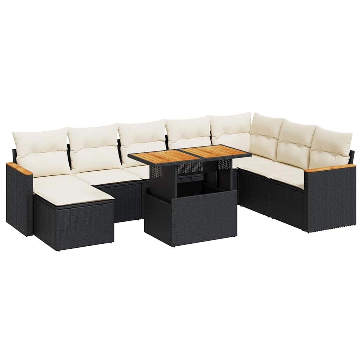 vidaXL 9-Tlg Garten-Sofagarnitur mit Kissen Schwarz Poly Rattan 3327521 günstig online kaufen