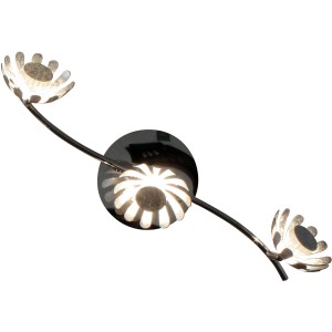3-flammige LED-Deckenleuchte Bloom-Spots in Silber mit floralem Design, Ø 10 cm.
