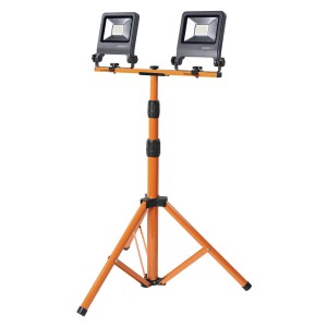 Osram LED-Baustrahler Tripod mit zwei Leuchten auf Stativ, höhenverstellbar und drehbar.