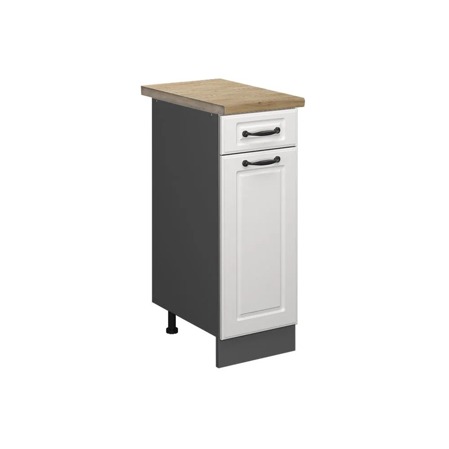 Vicco Küchenunterschrank R-Line Weiß Landhaus Anthrazit 30 cm AP Eiche