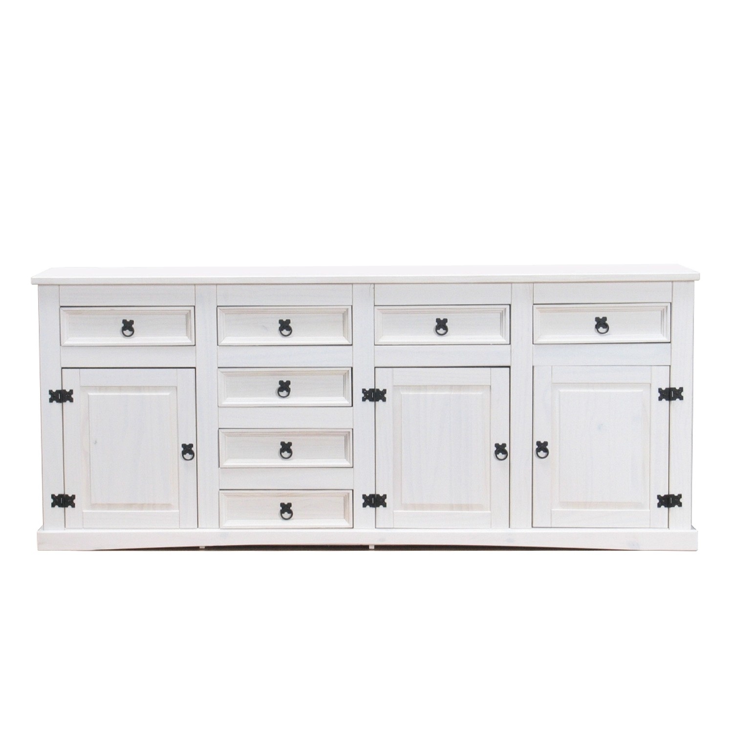 ebuy24 New Mexico Sideboard mit 7 Schubladen und 3 Türen Weiss Gewachst günstig online kaufen