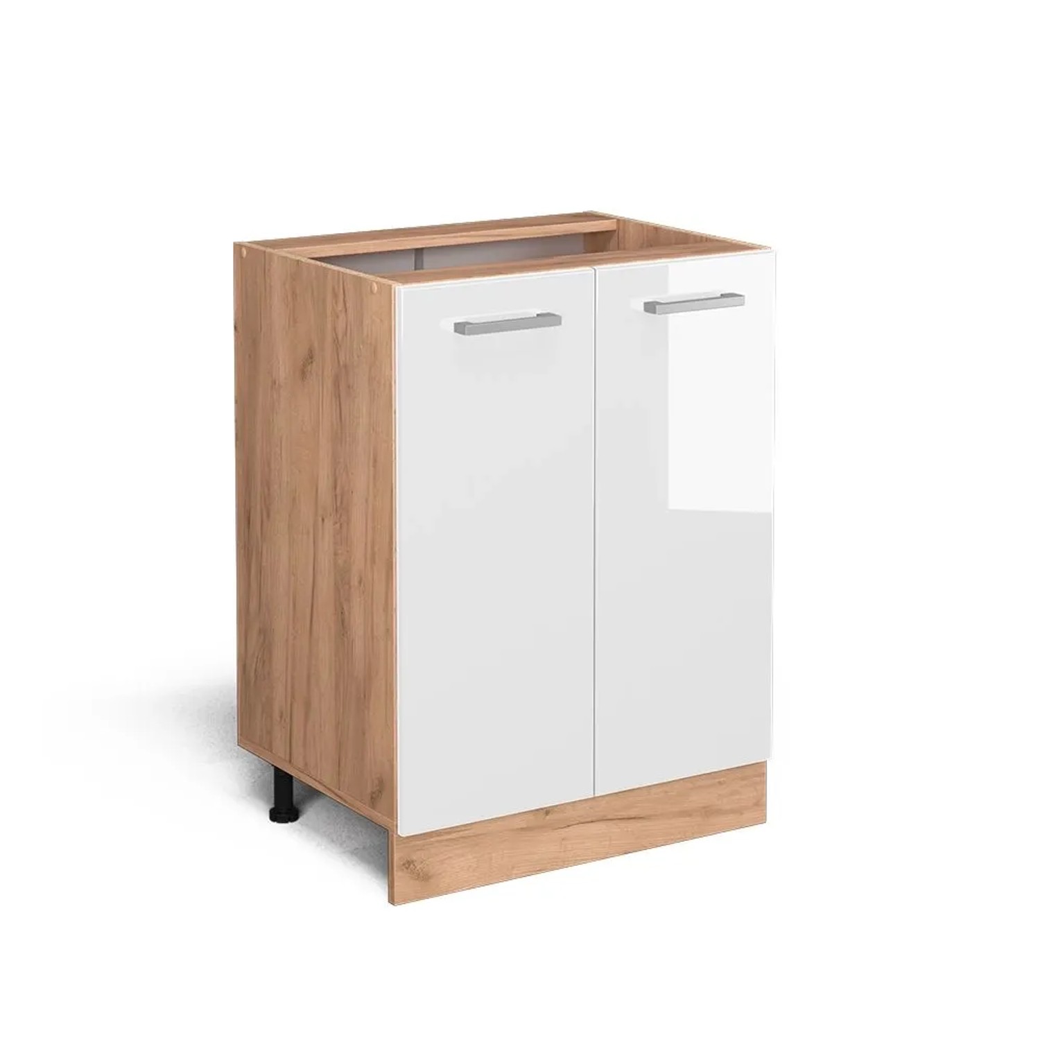 Vicco Küchenunterschrank R-Line Weiß Hochglanz Goldkraft Eiche 60 cm ohne Arbeitsplatte