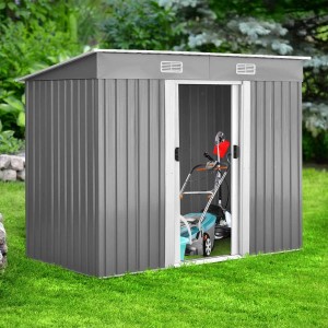 Costway Gerätehaus Metall Gartenhaus 238x131x181cm Grau