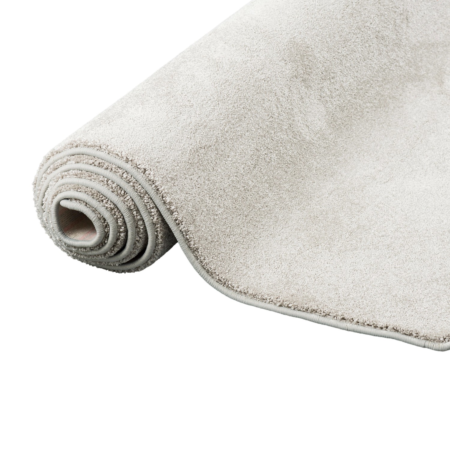 Gerollter, champagnerfarbener Snapstyle Hochflor Teppich (100x400cm) mit weichem Velours.