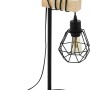 Eglo Townshend 5 Tischleuchte in Schwarz-Braun mit Holz und geometrischem Lampenschirm.