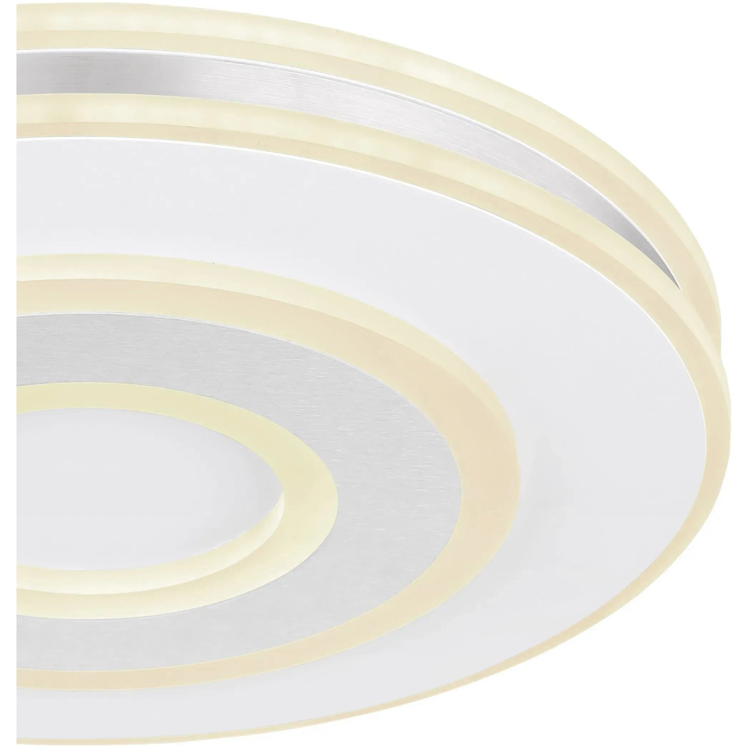 Weiße LED-Deckenleuchte Maru von Globo, dimmbar mit Fernbedienung. Moderne Deckenlampe aus Metall.