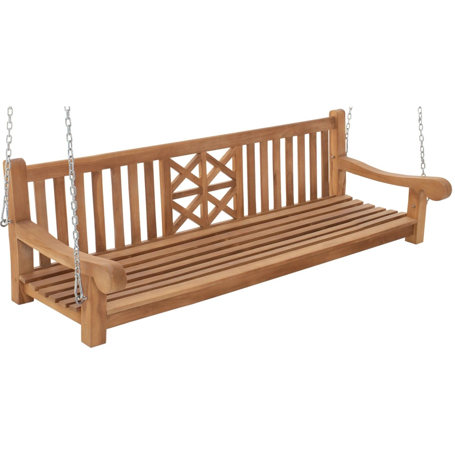 DELUKE Schaukelbank TABEL Holz Teak 200x70x61cm Hängebank Gartenschaukel Zum Aufhängen Veranda-Schaukel