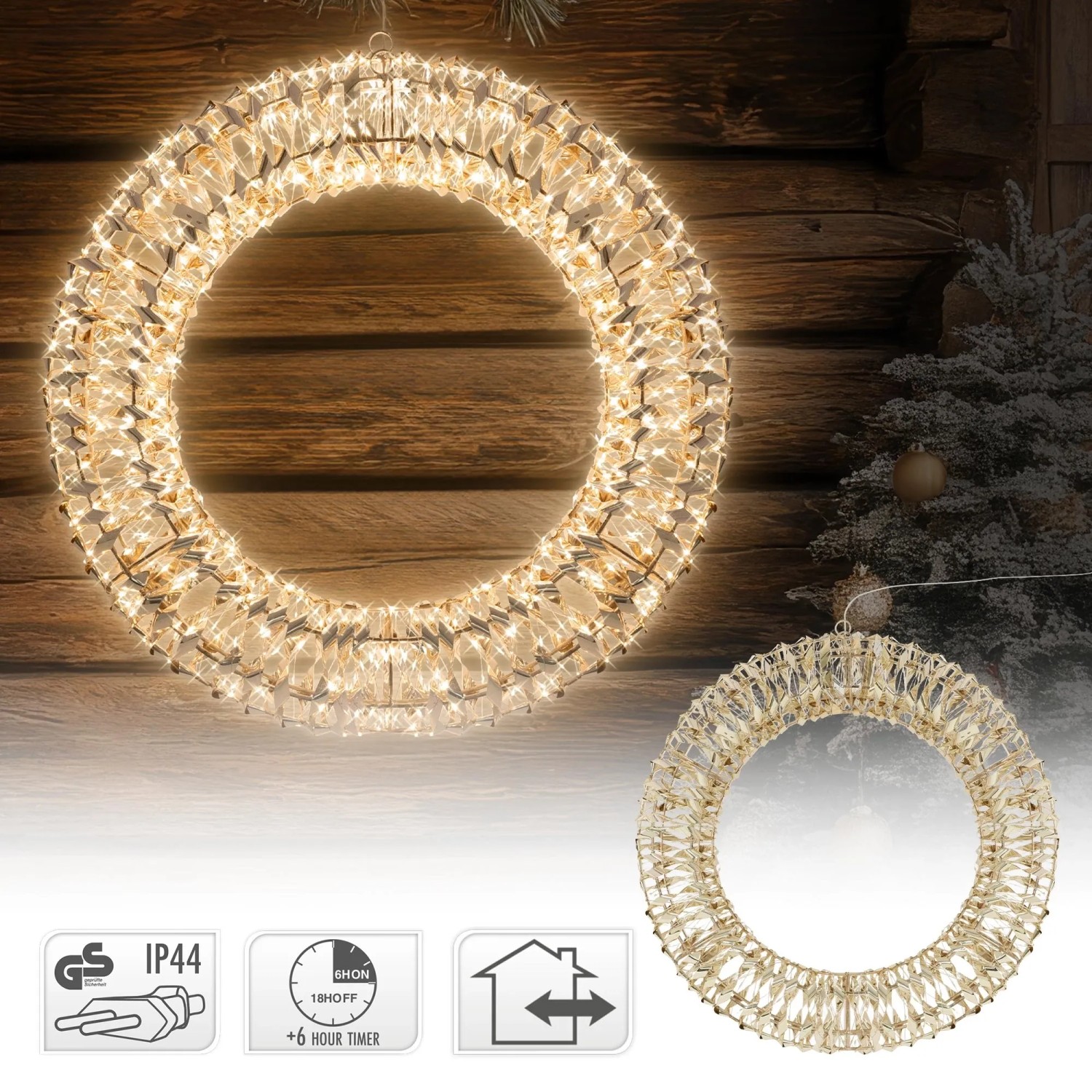 ECD Germany LED Weihnachtskranz 58 cm warmweiß IP44 960 Micro LEDs kaufen bei OBI