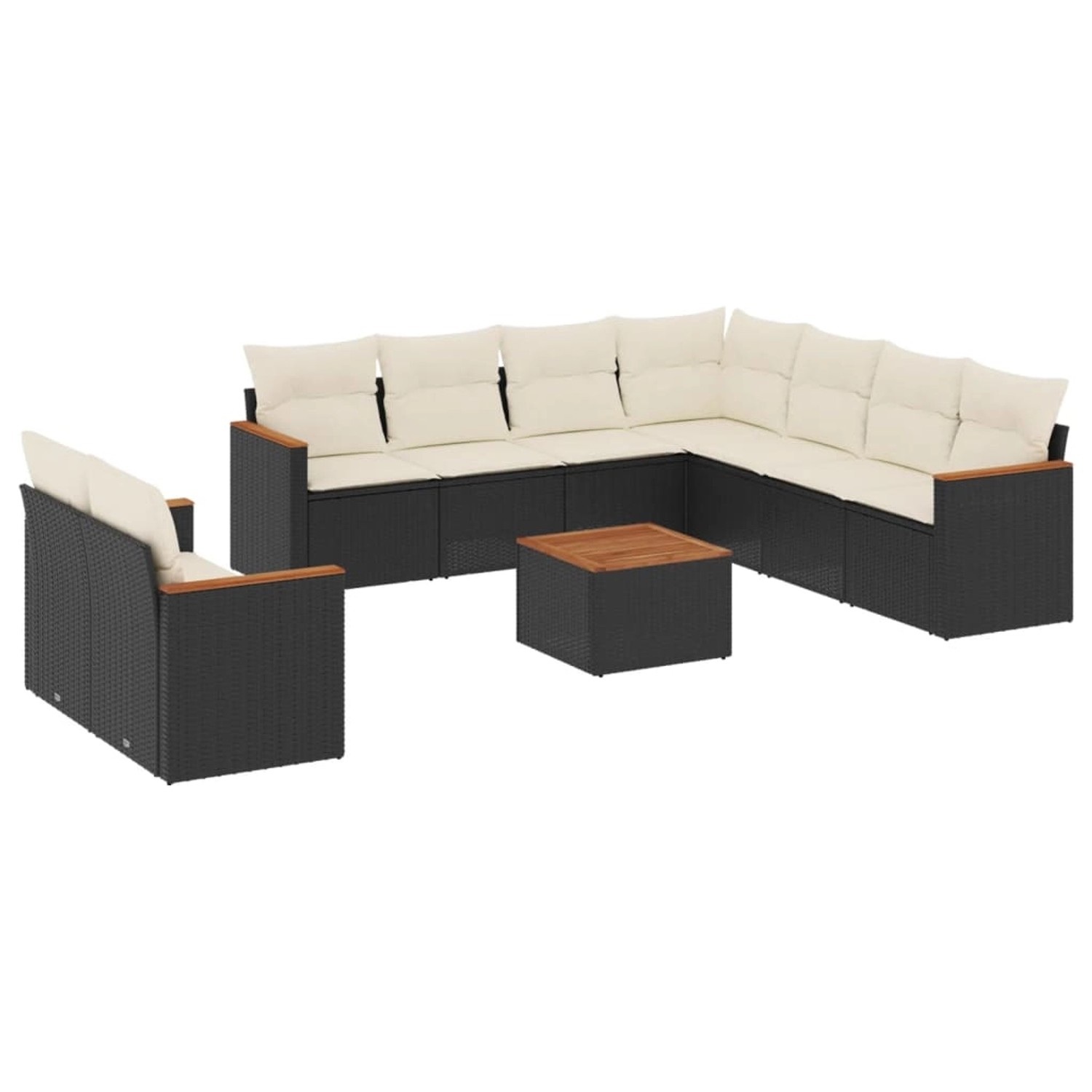 vidaXL 10-Tlg Garten-Sofagarnitur mit Kissen Schwarz Poly Rattan 3258507 günstig online kaufen